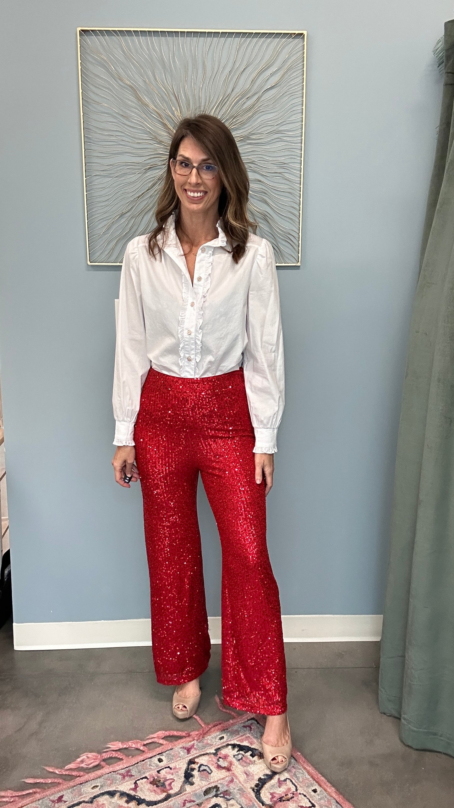 Wide Leg Sequins Pants