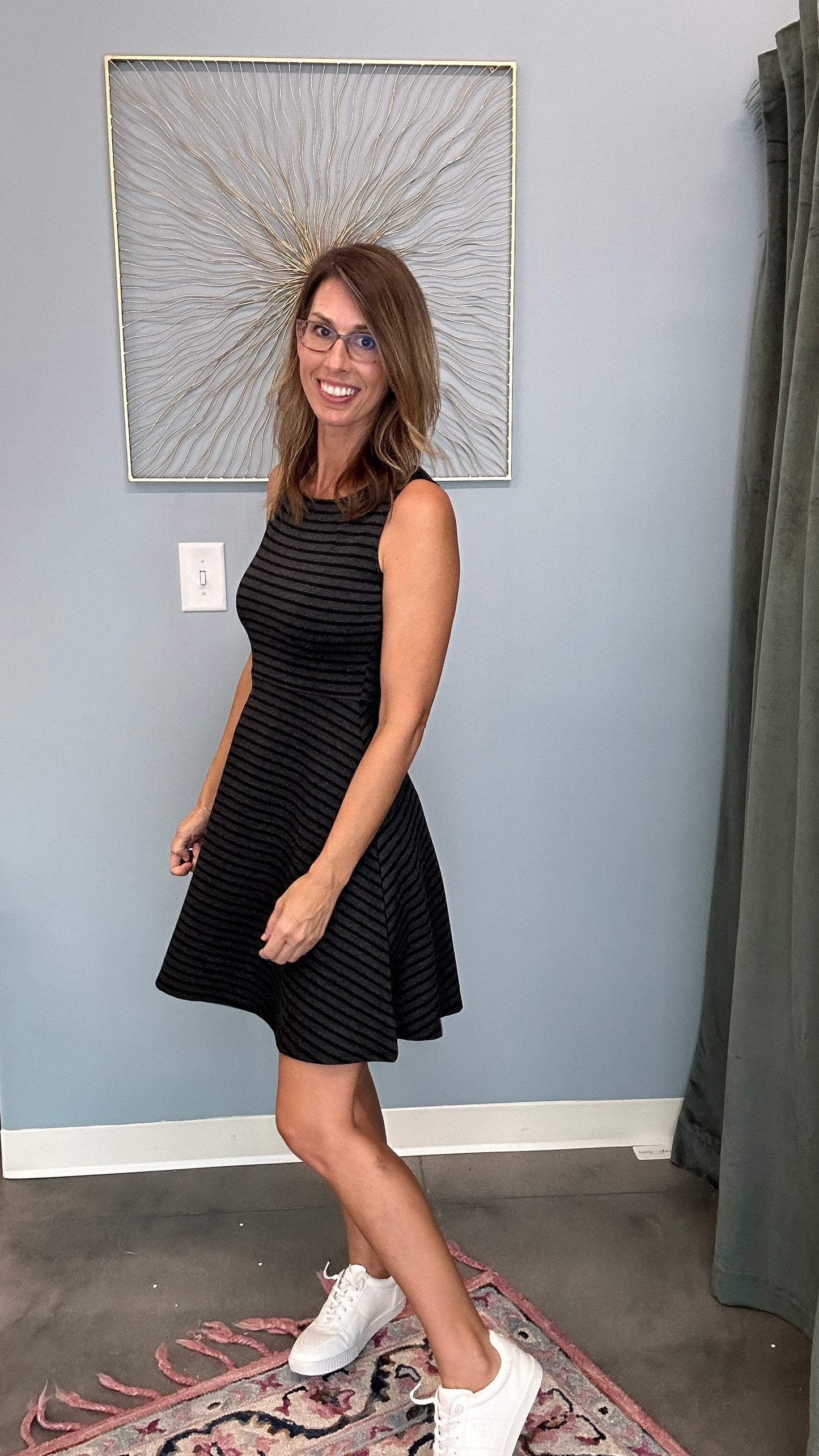 Cross Back Tank Flare Dress