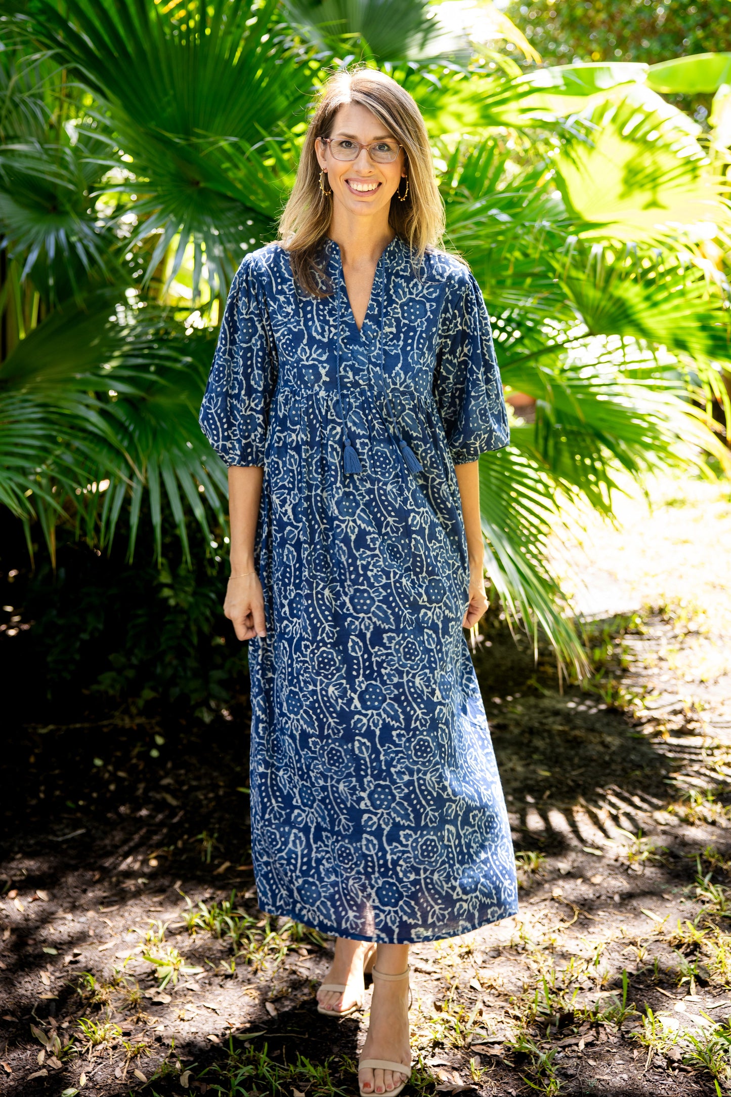 The Mari Dress- Indigo Floral