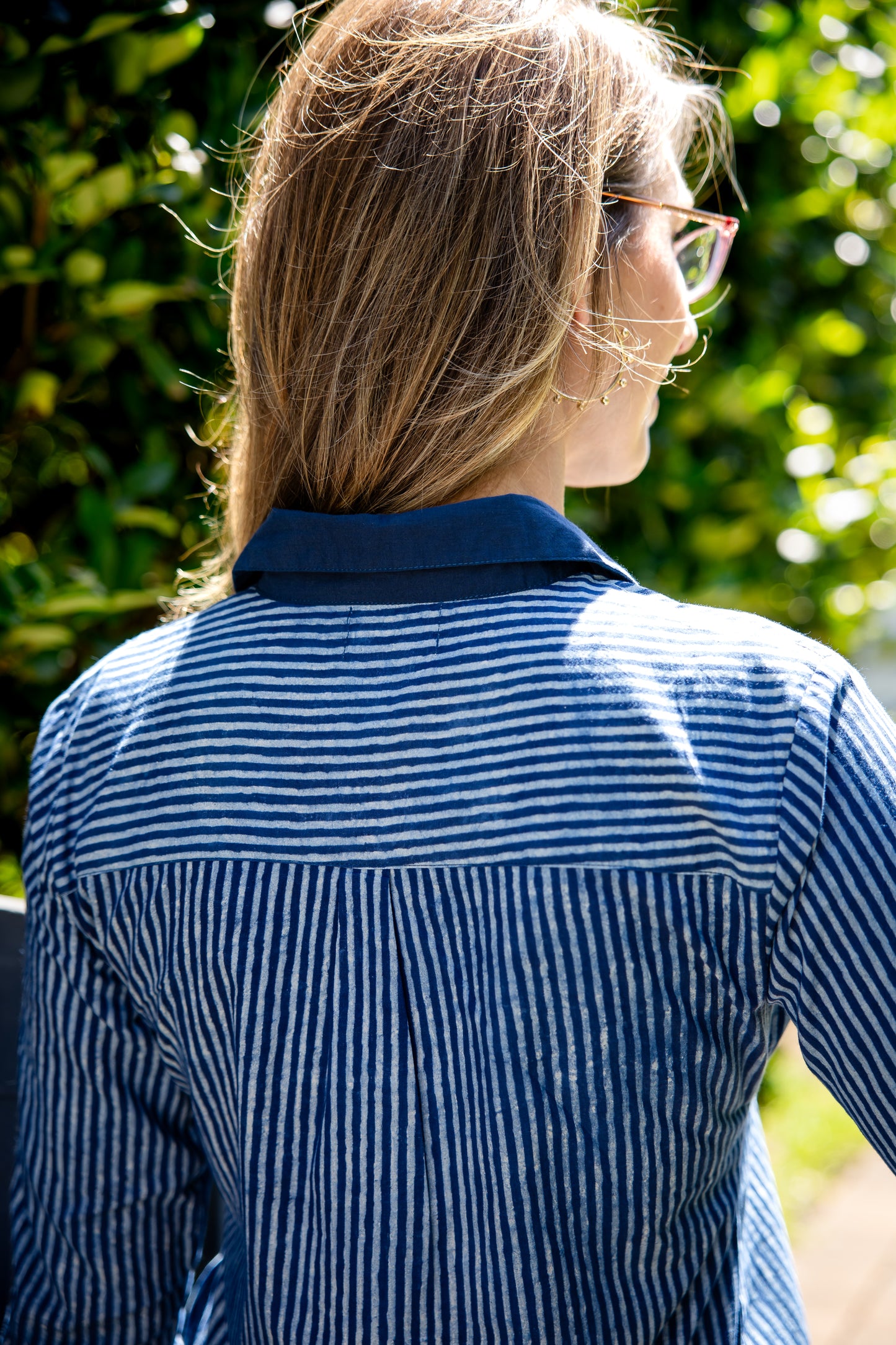 The Brynn Dress- Indigo Stripes