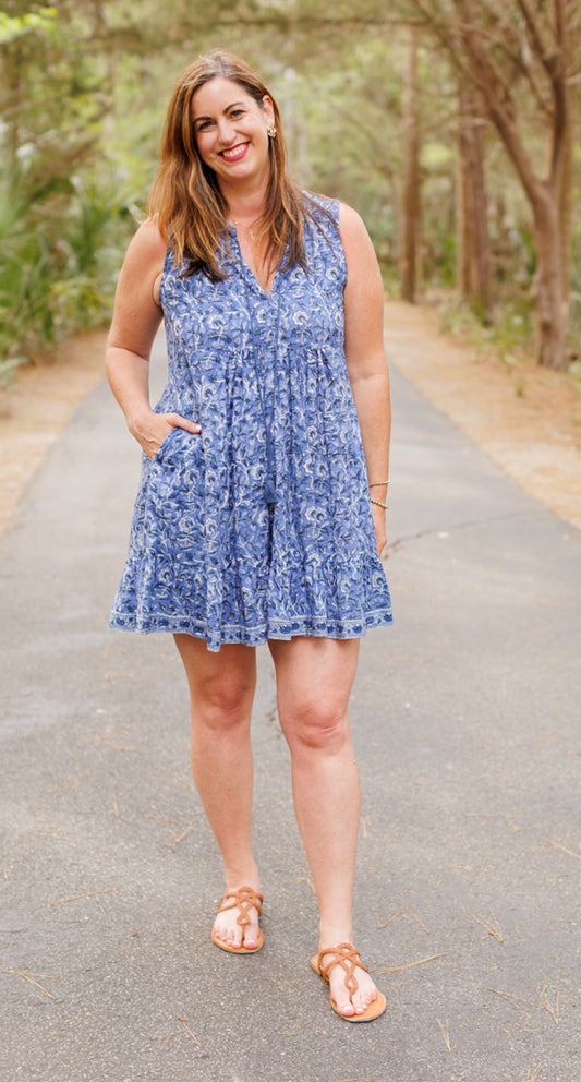 The Elsie Dress- Indigo Floral