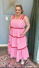 Load image into Gallery viewer, Contrasted Trim Tiered Sun Dress
