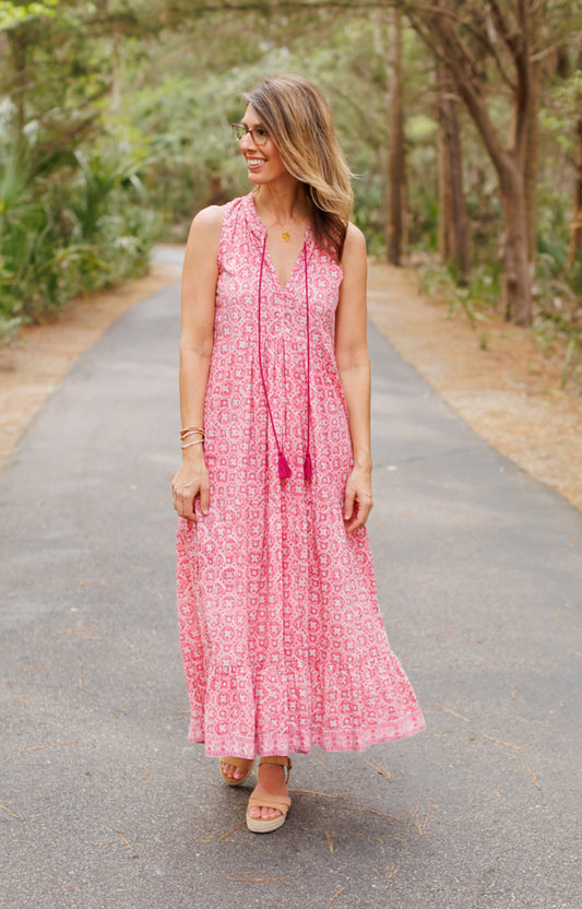 The Celia Dress- Pink Medallion