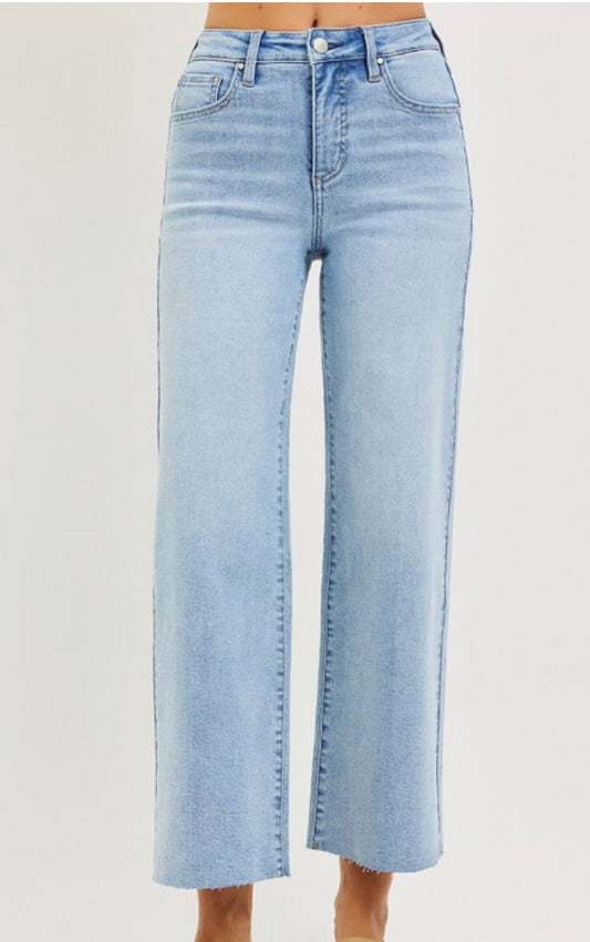 High Rise Crop Wide Leg Jeans-Rachel