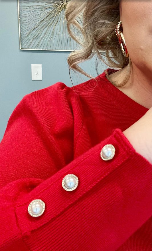 Jewel Button Wrist Sweater