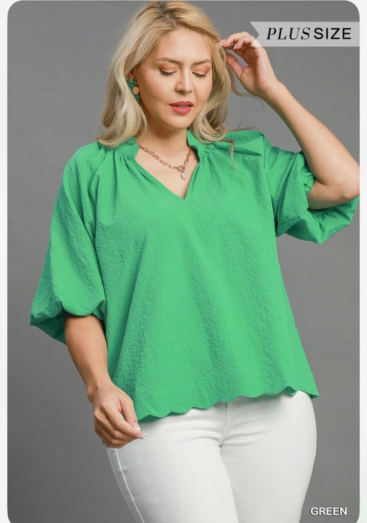Kelly Green Scallop Top
