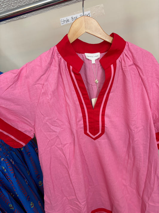 Rental- Entro Red/Pink Bubble Sleeve Mini Dress