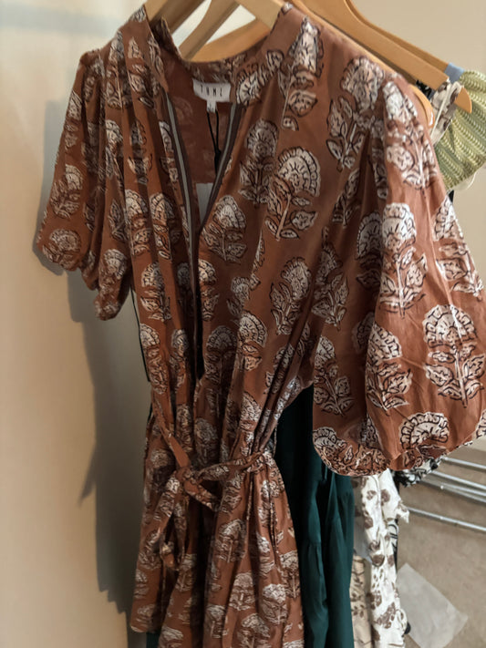 Rental- Block Print Bubble Sleeve Dress