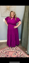 Load image into Gallery viewer, Puff Sleeve Cinched Waist Maxi Dress
