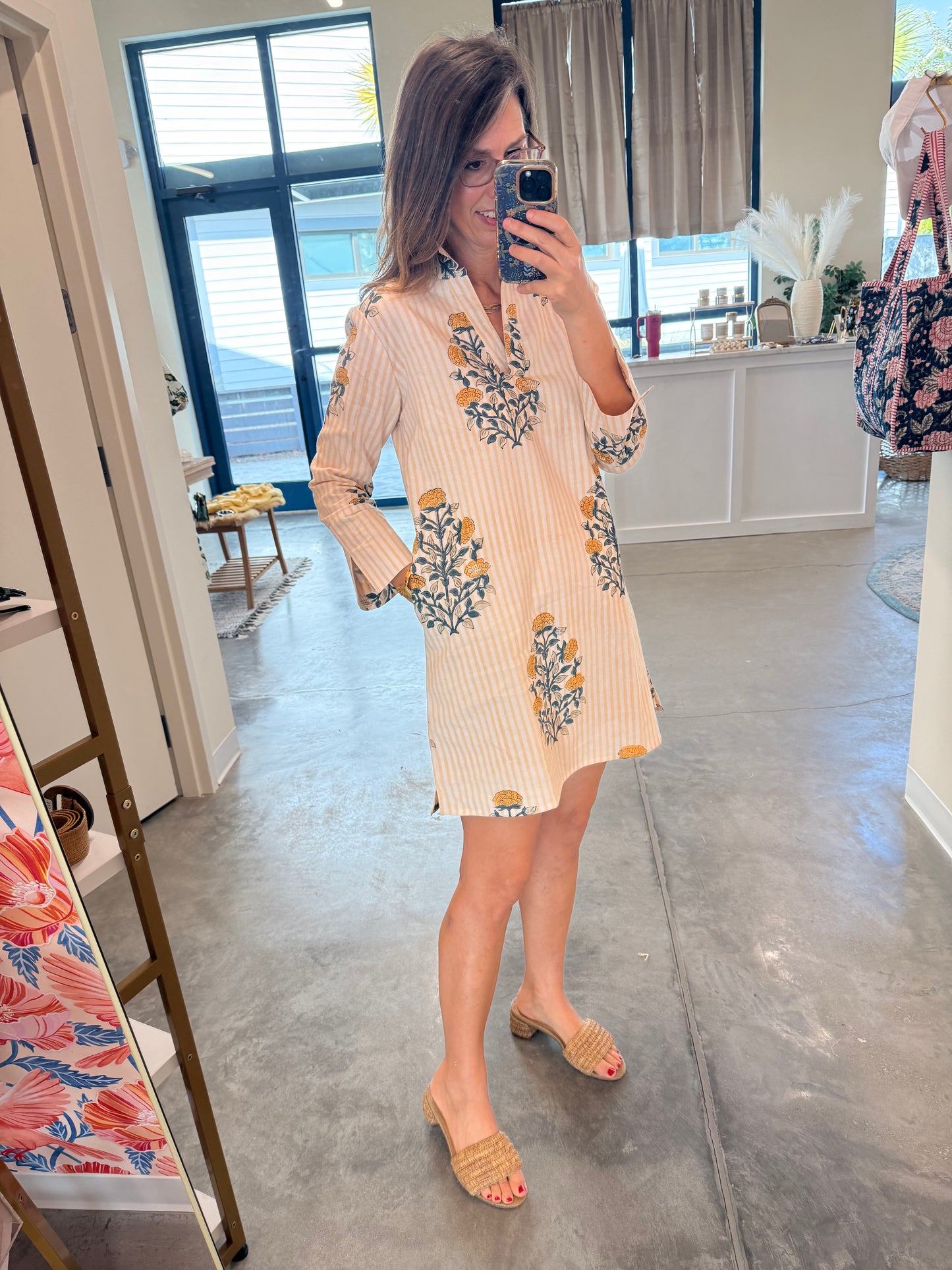 The Brynn Dress- Striped Marigolds