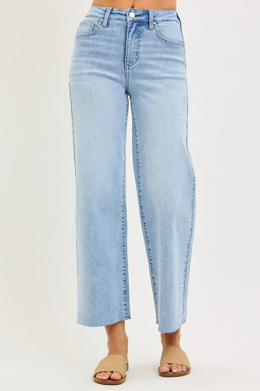 High Rise Crop Wide Leg Jeans-Rachel
