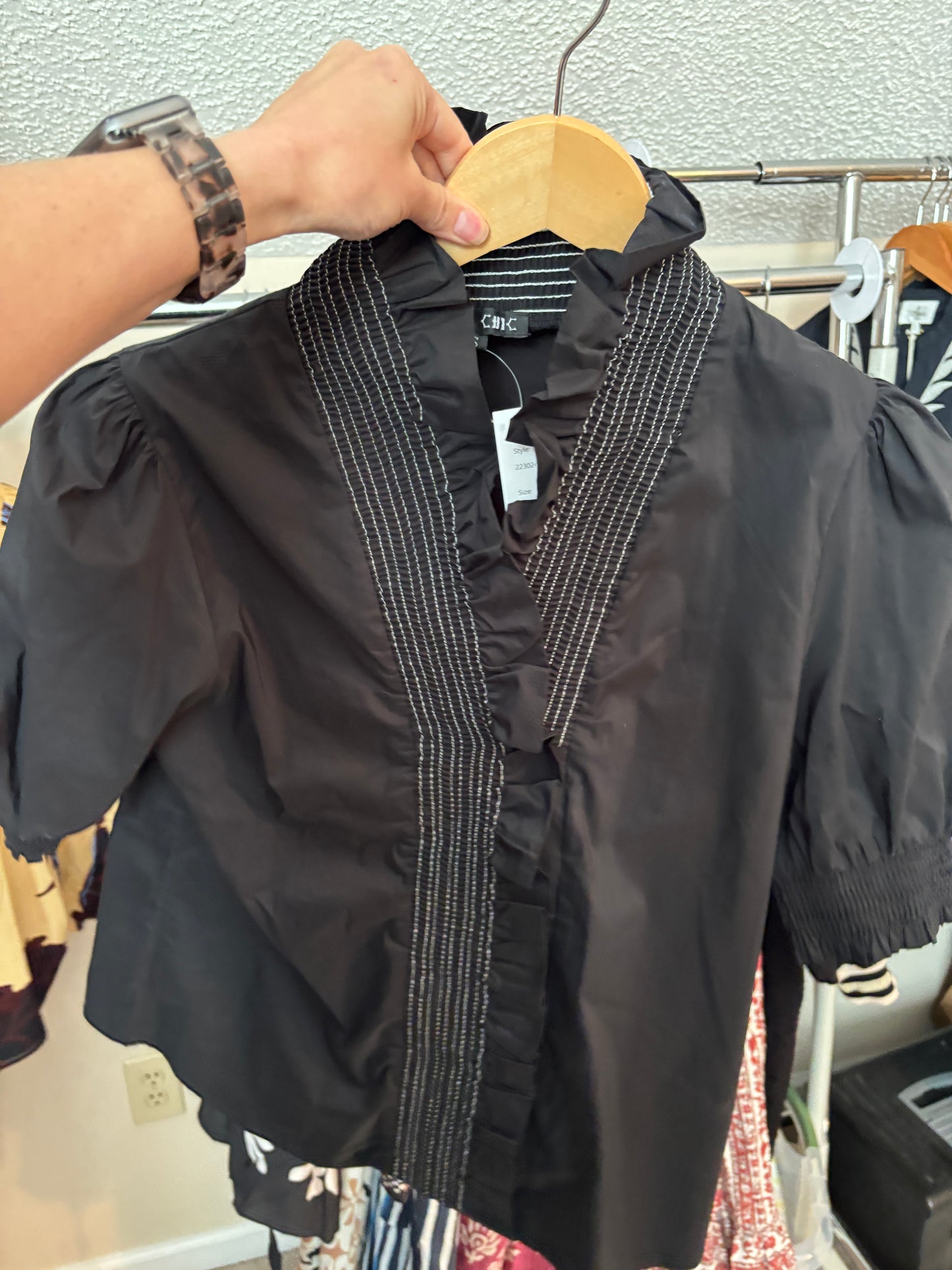 Rental- Boho Chic Stitched Collar Top