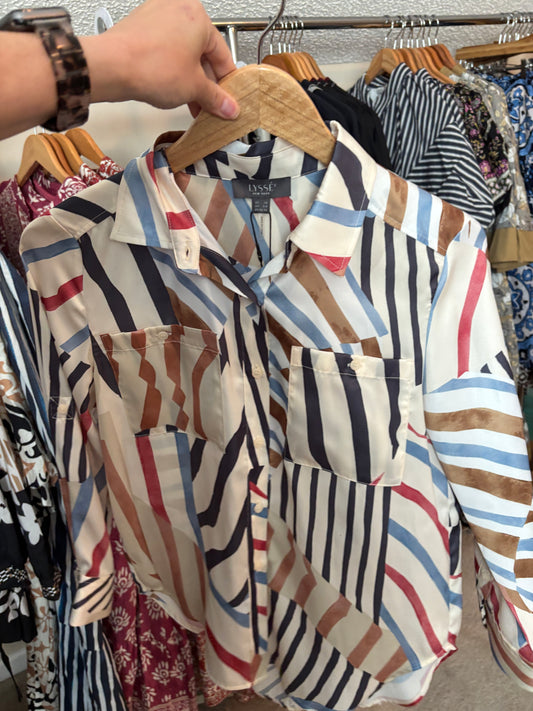 Rental- Lysse Striped Silky Shirt