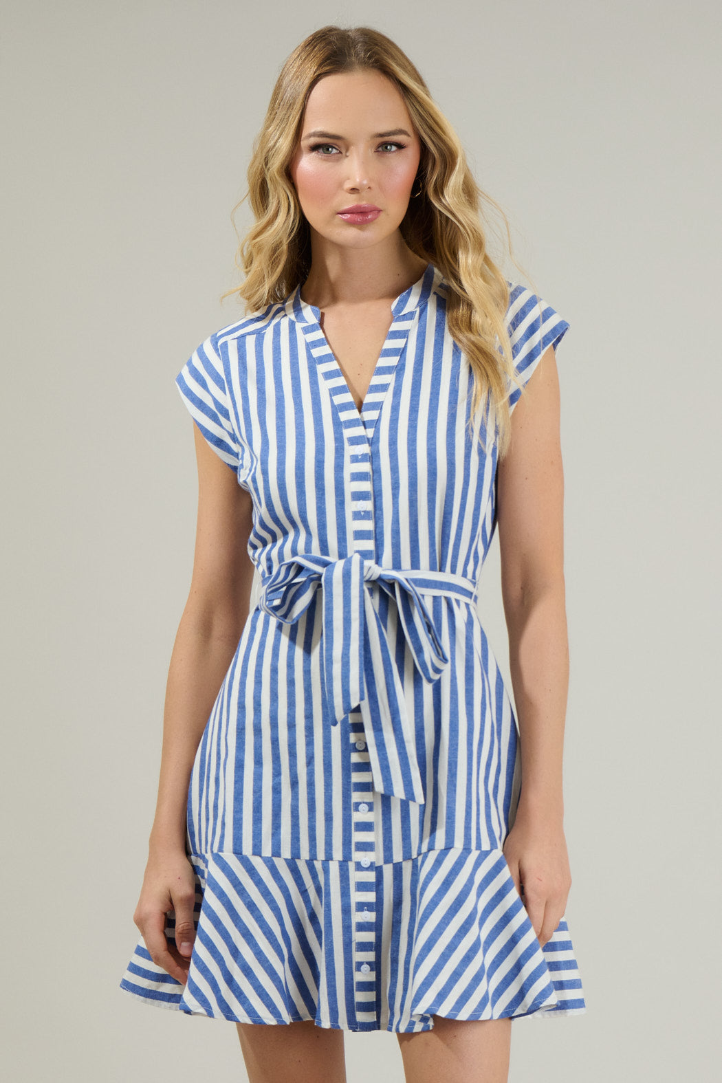 Rental- SugarLips Striped Mini Shirt Dress