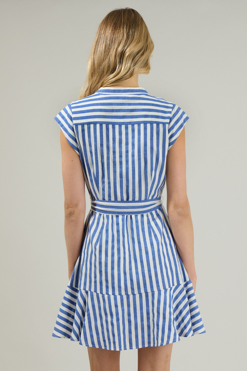 Rental- SugarLips Striped Mini Shirt Dress