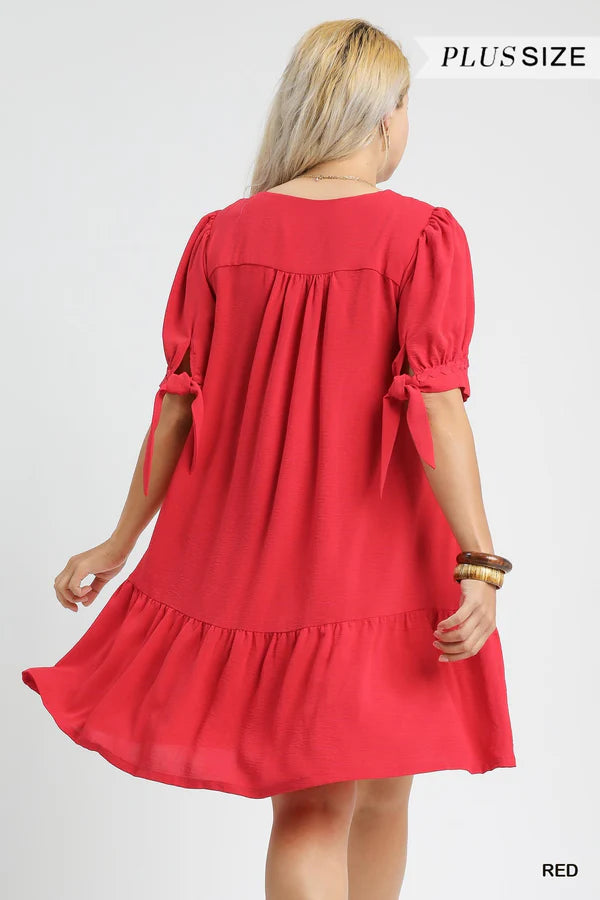 Red Button Up Flowy Dress