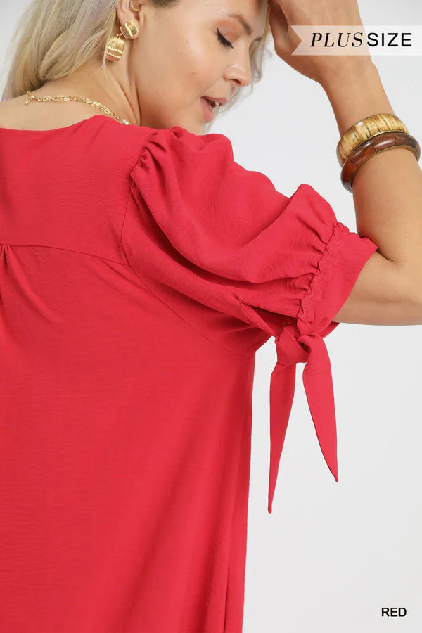 Red Button Up Flowy Dress