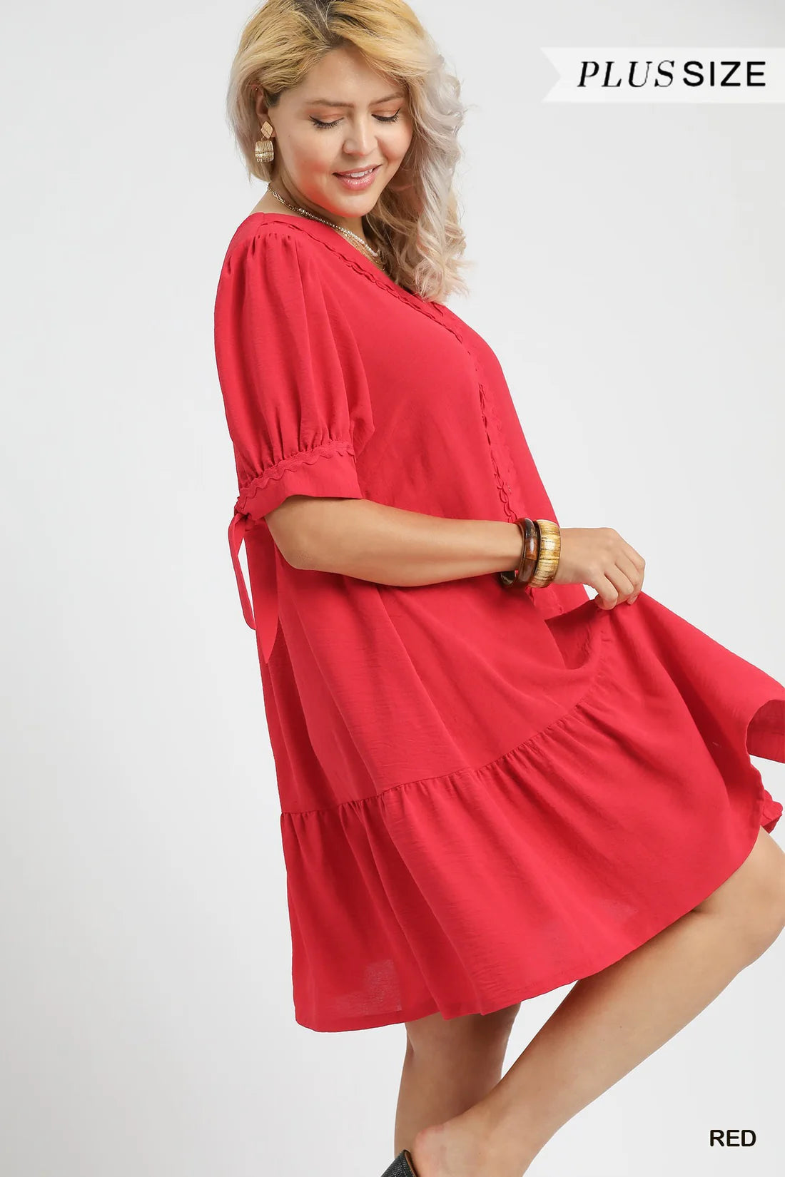 Red Button Up Flowy Dress