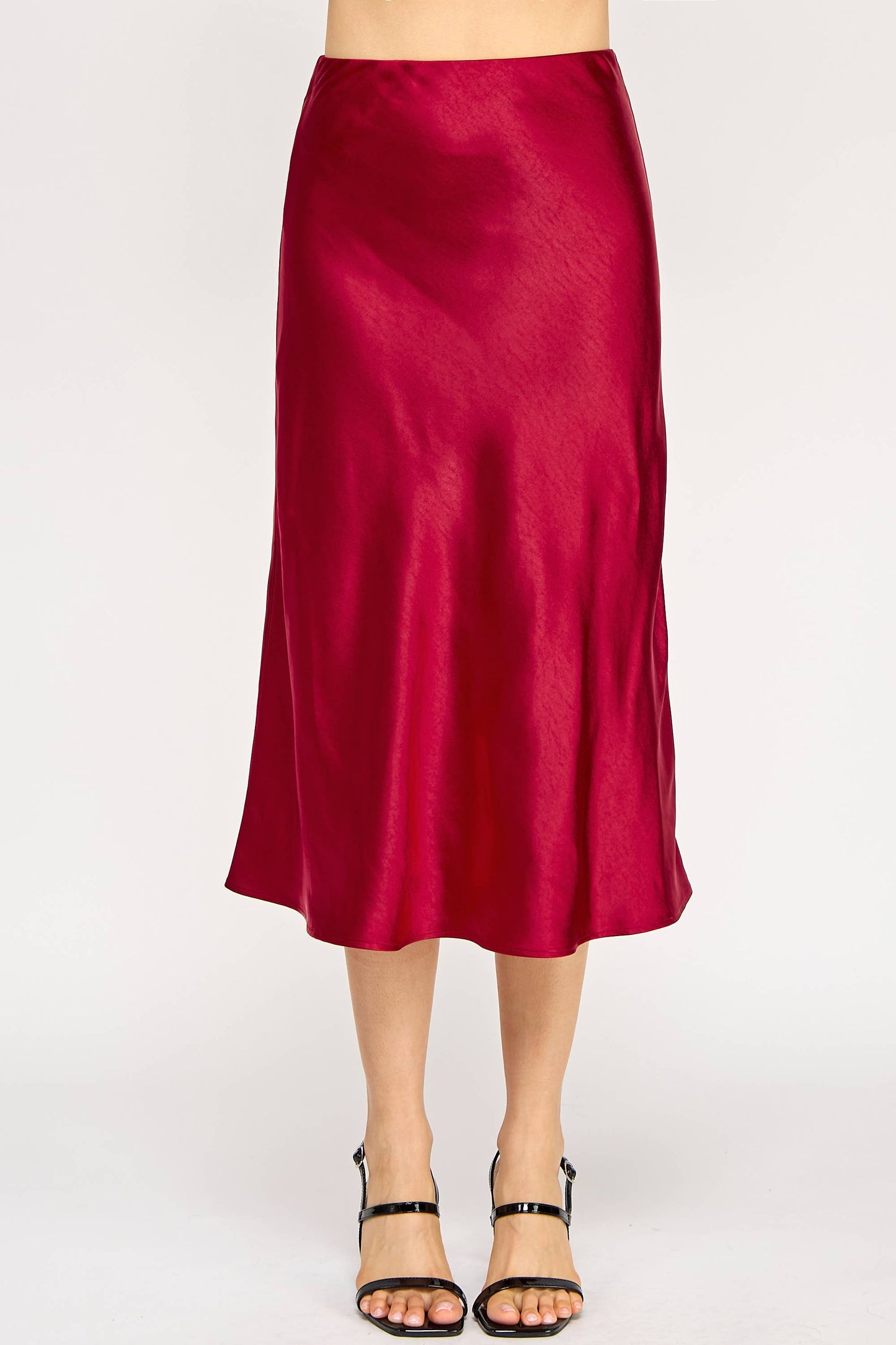 Satin High Waist Midi Skirt