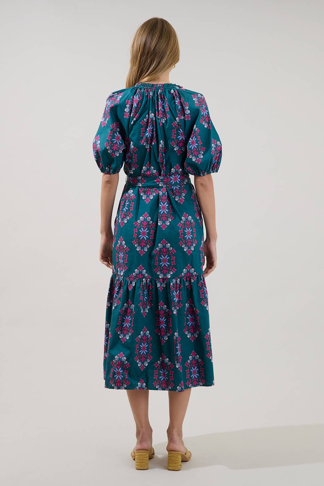 Tie Waist Tiered Midi Dress
