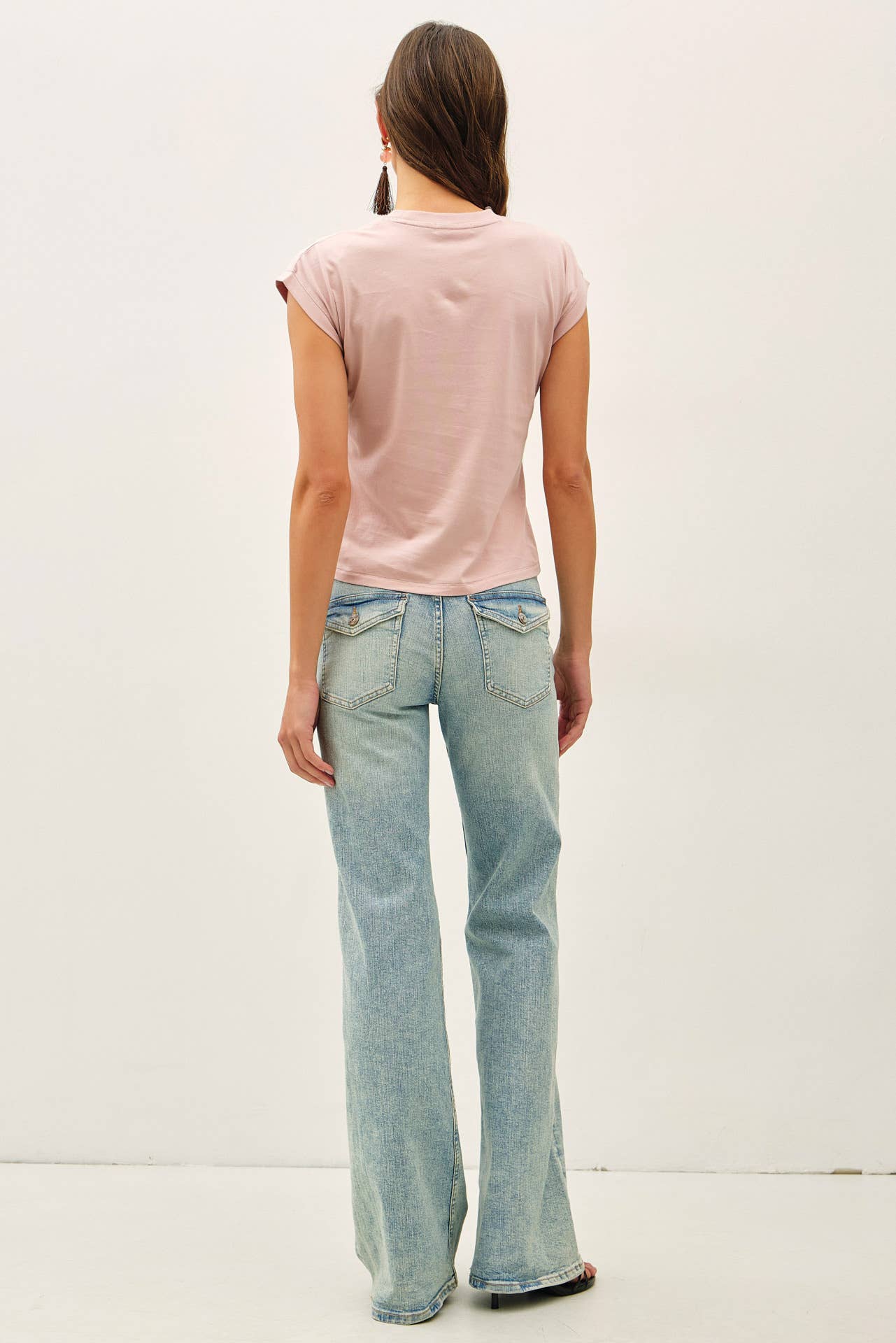 Cap Sleeve Crew Neck Cotton Top