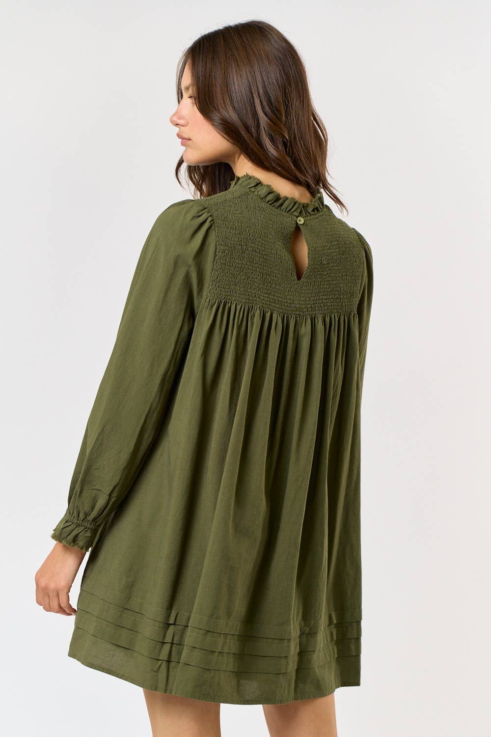 Puff Sleeve Bib Smocked Mini Dress