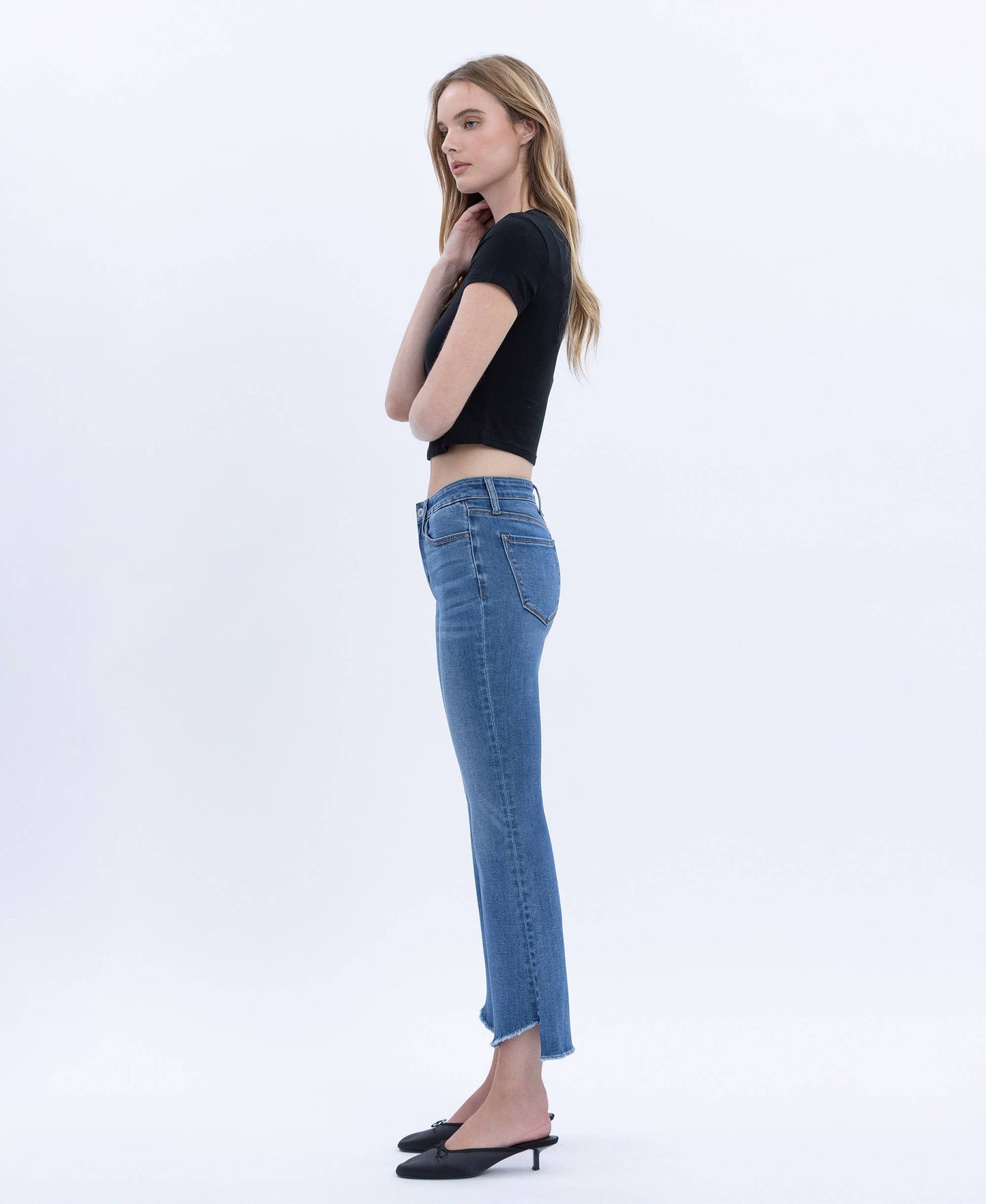 Alison Mid Rise Step Hem Crop Flare