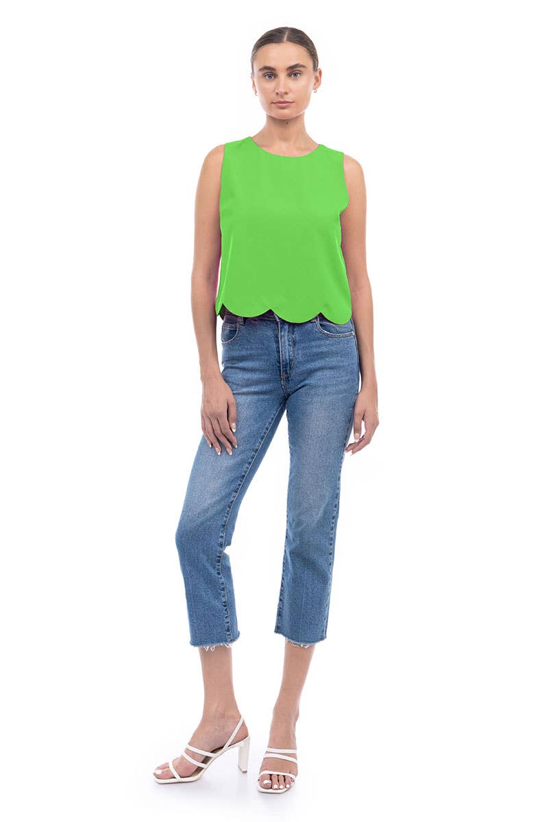 Scalloped Hem Sleeveless Top