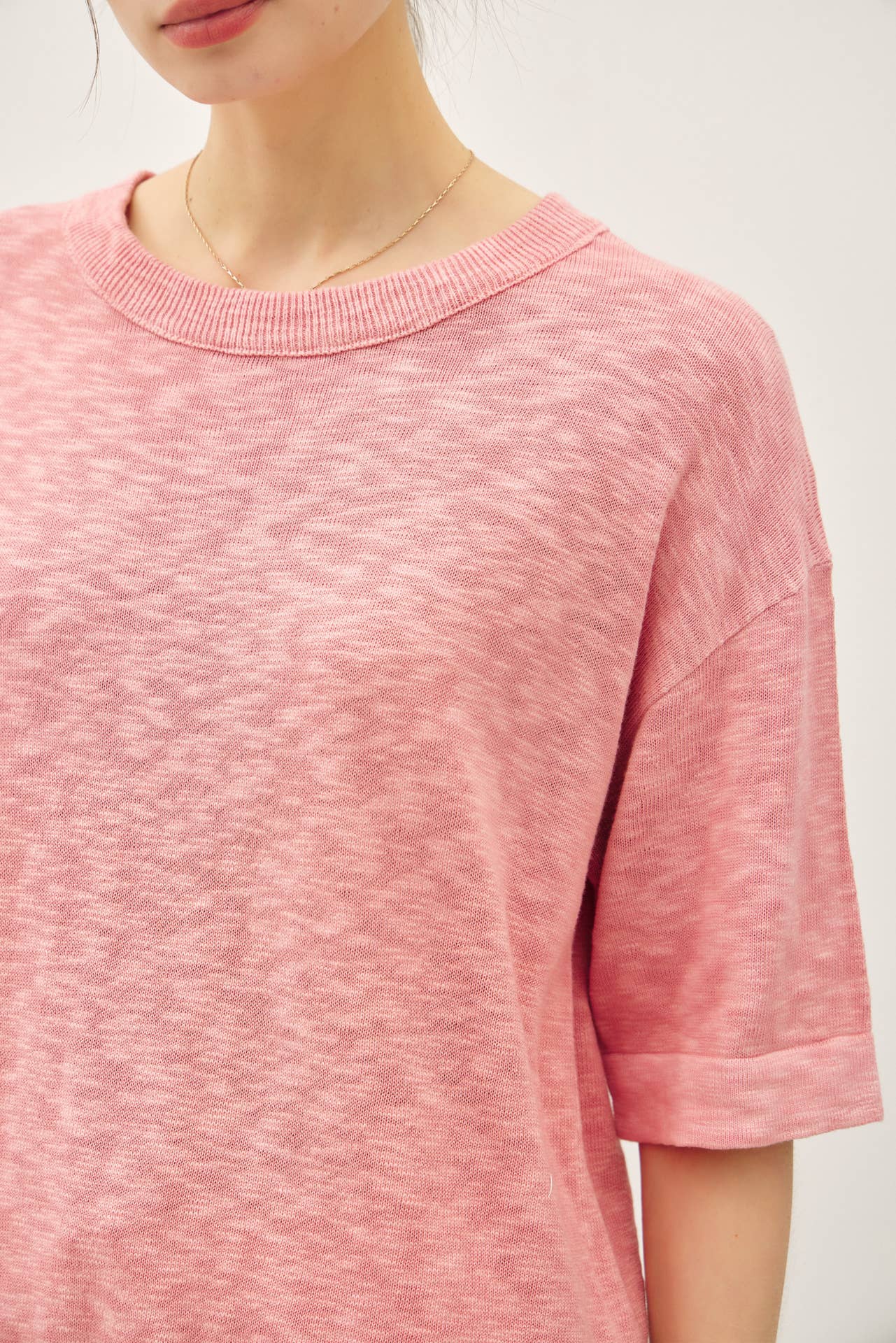 Short Sleeve Slub Cotton Sweater