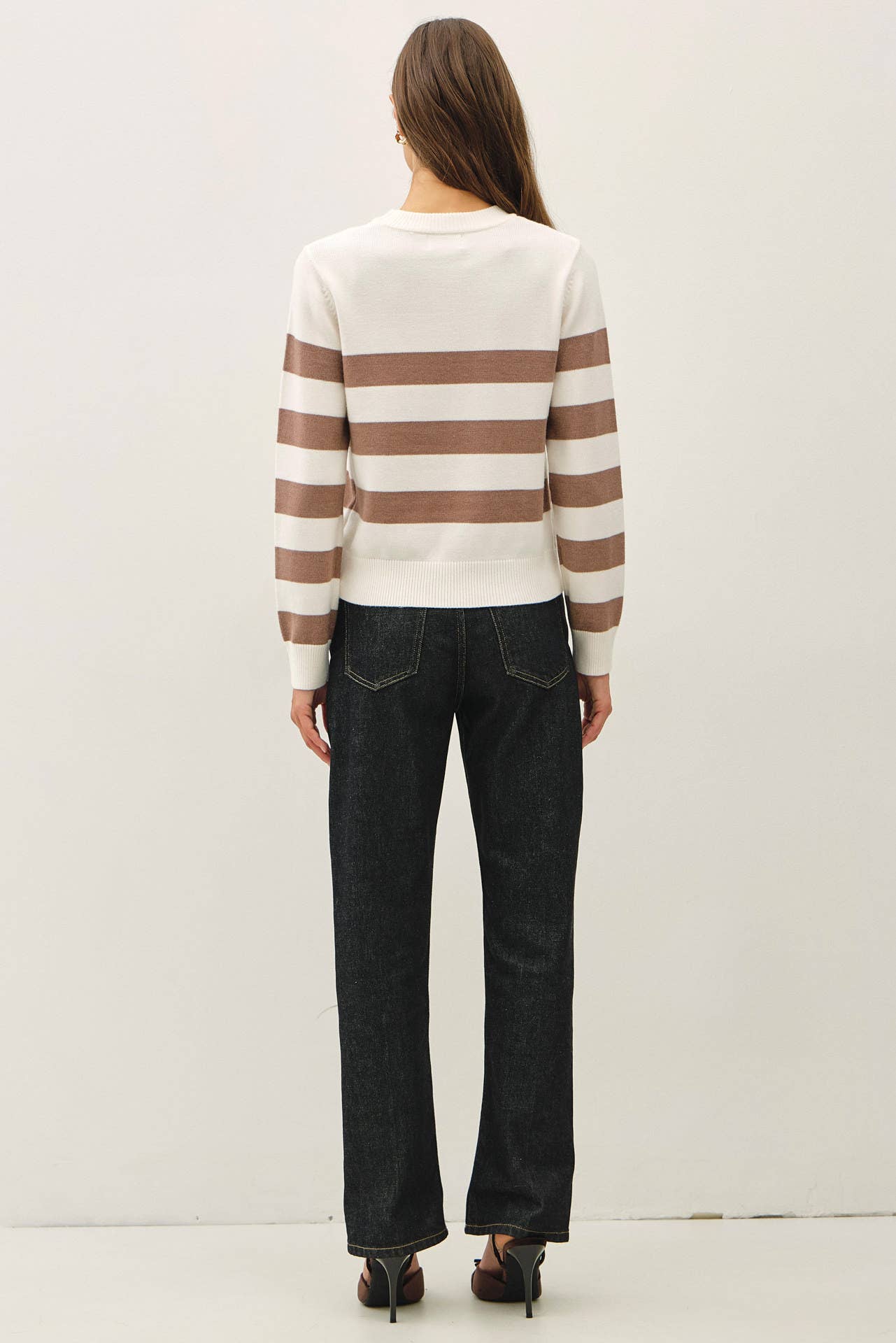 Cropped Long Sleeve Bold Stripe Sweater