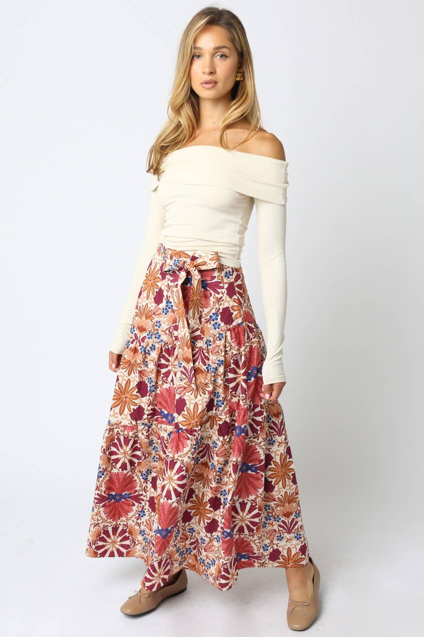 Off The Shoulder Ribbed Long Sleeve Top