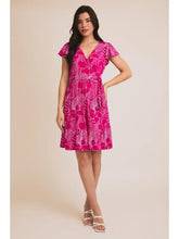 Load image into Gallery viewer, Faux Wrap Wide Side Tie Ruffle Dress

