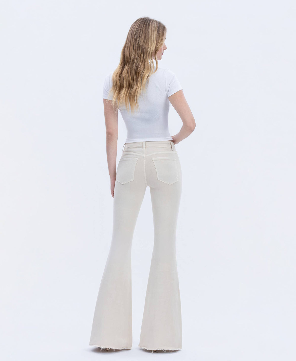 Bella High Rise Raw Hem Super Flare Jeans