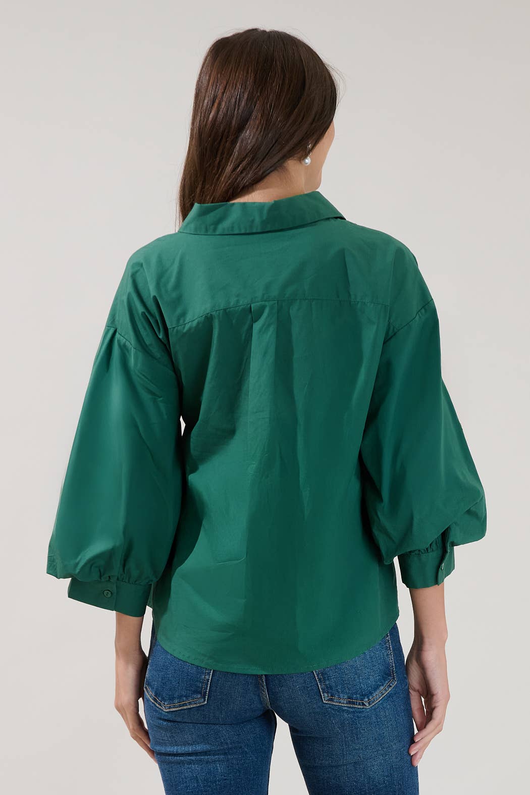 Balloon Sleeve Button Down Top