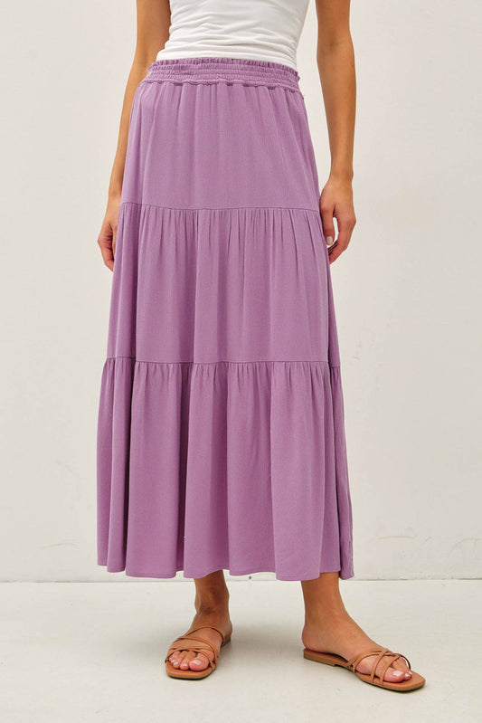 Smocked Waist Tiered Maxi Skirt