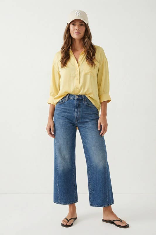 Oversized 3/4 Sleeve Button Up Blouse