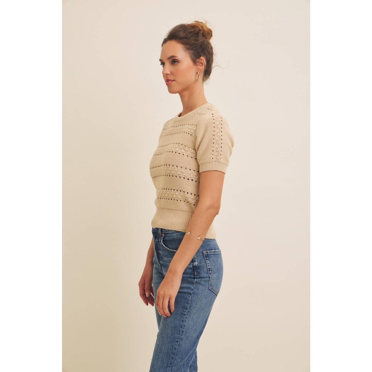 Pointelle Cotton Sweater Top