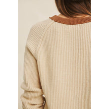 Load image into Gallery viewer, Chunky Knit Contrast Collar Cardigan Sweater
