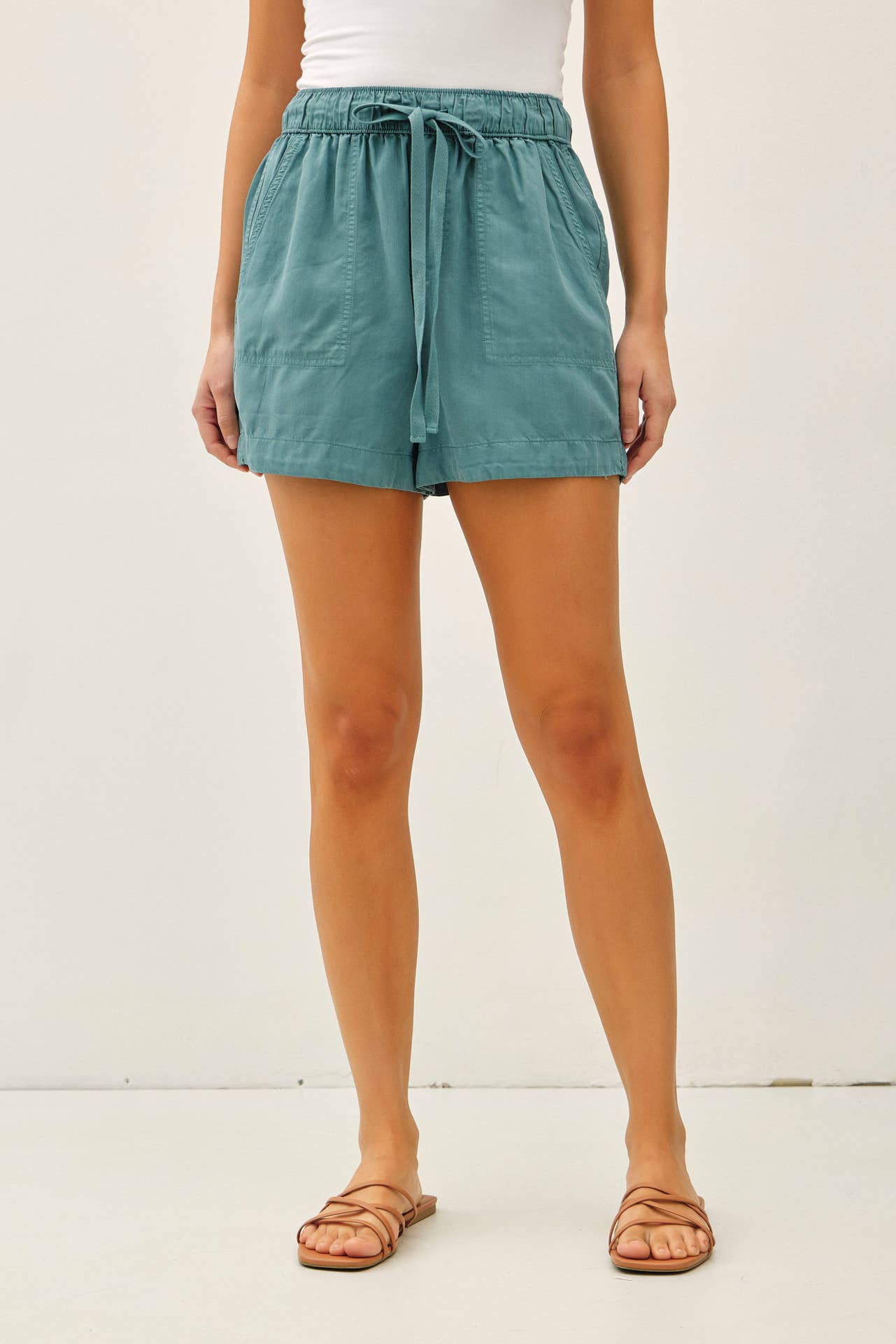 High Rise Pull On Tencel Shorts