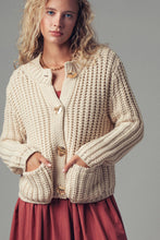 Load image into Gallery viewer, Chunky Gold Button Ribbed Knit Cardigan
