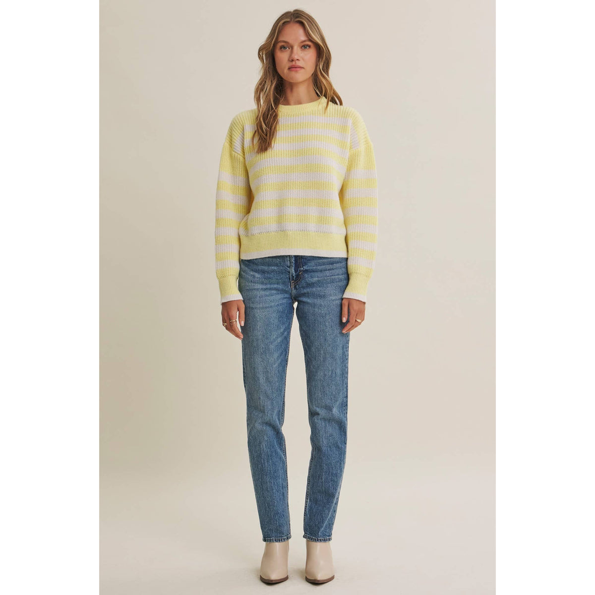 Relaxed Fit Striped Pullover Sweater
