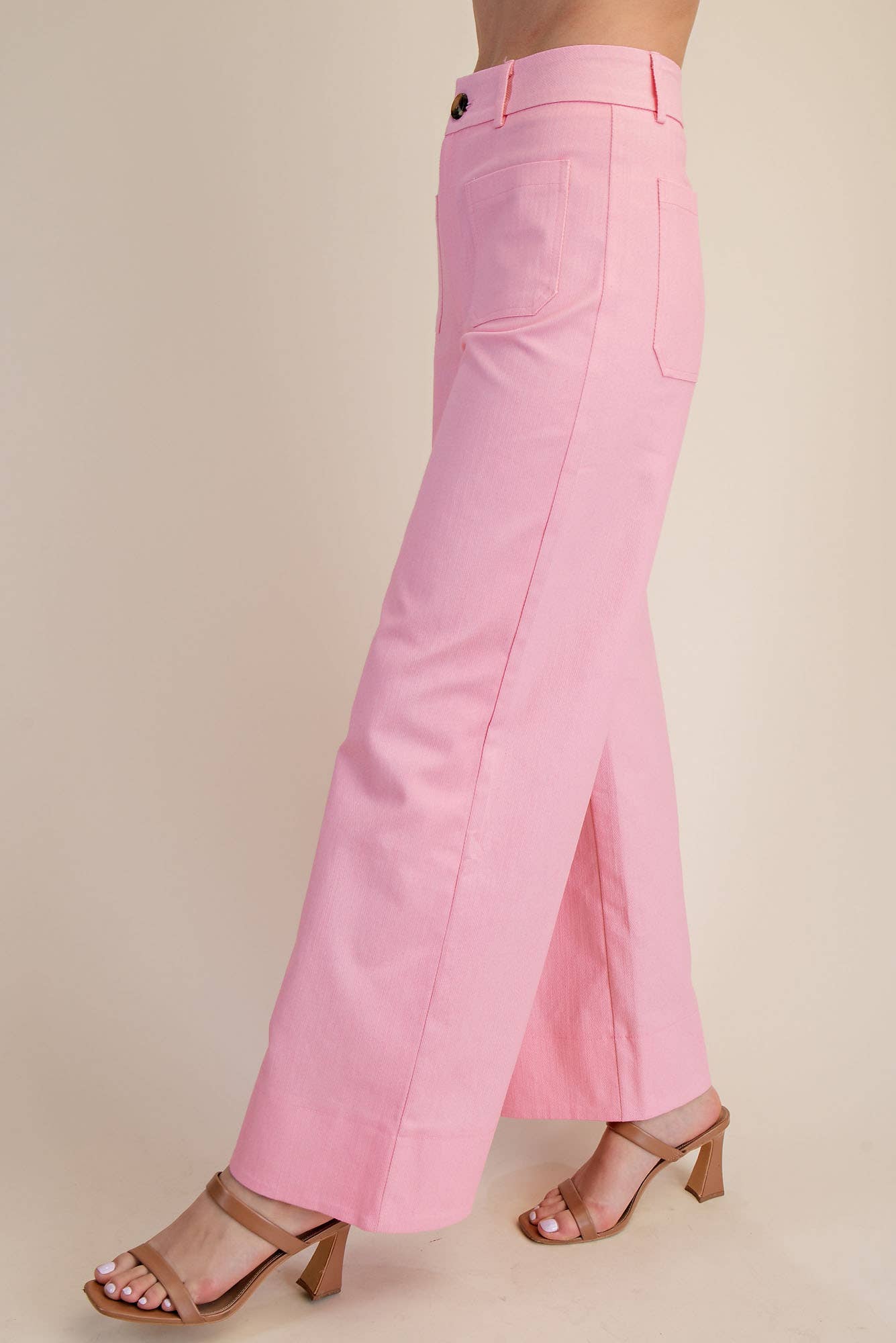 Pink Front Pocket Wide Jeans