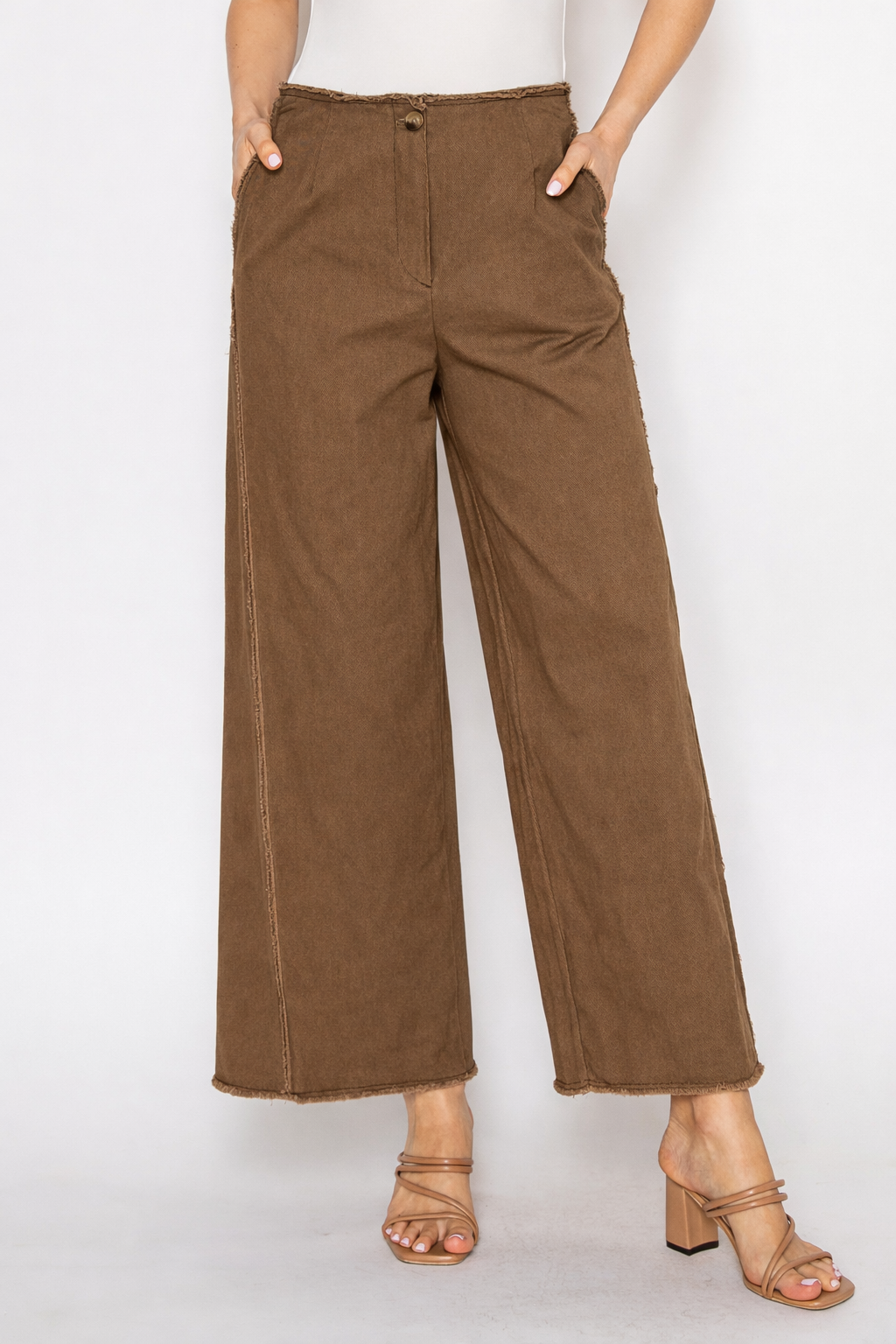 Wide Leg Raw Edge Pants
