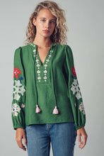 Load image into Gallery viewer, Embroidered Tassel Tie Top
