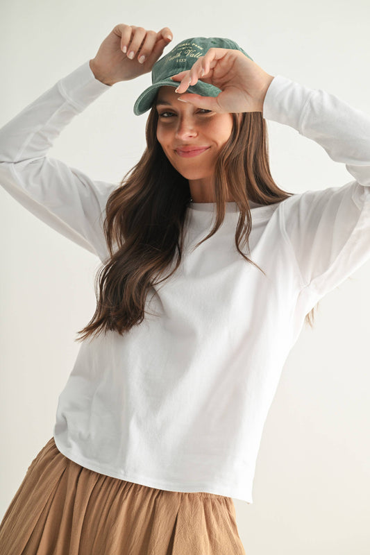 Stonewash Pima Cotton Boxy Long Sleeve