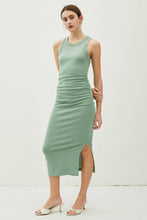 Load image into Gallery viewer, Ribbed Ruched Sides Tank Midi Dress
