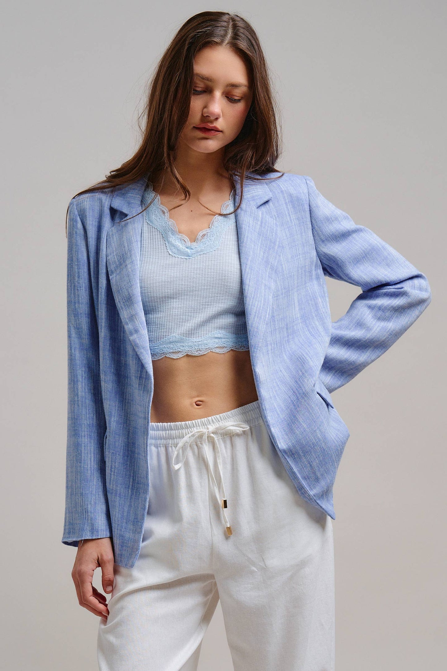 Linen Blend Slouchy Blazer