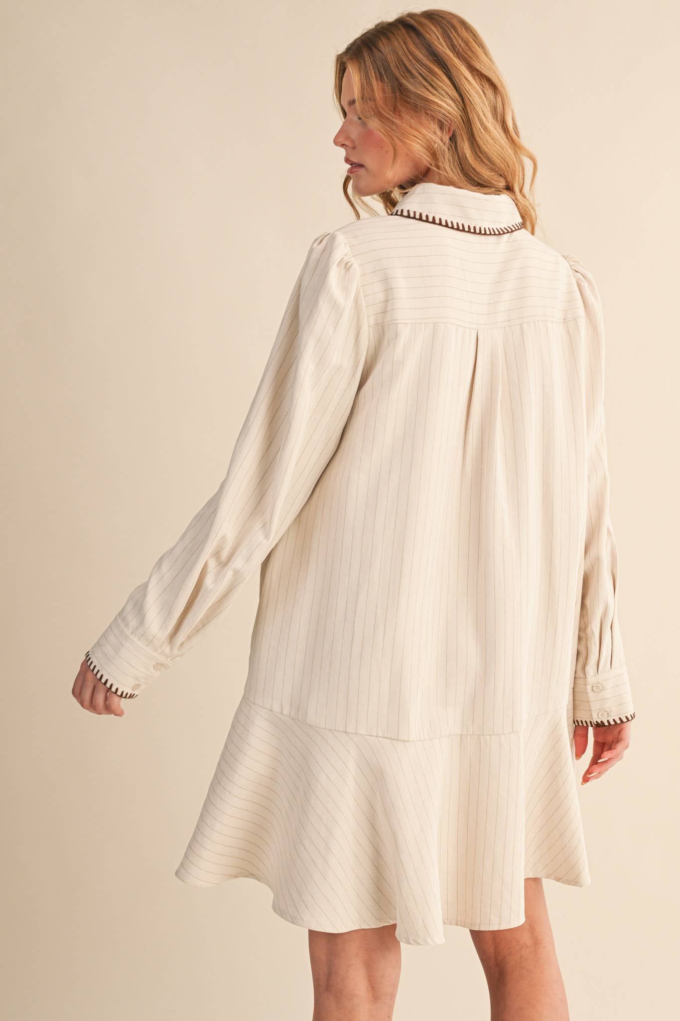 Rental - Contrast Stitch Striped Mini Dress