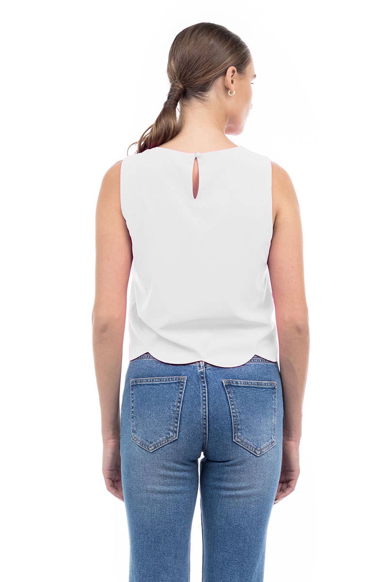 Scalloped Hem Sleeveless Top