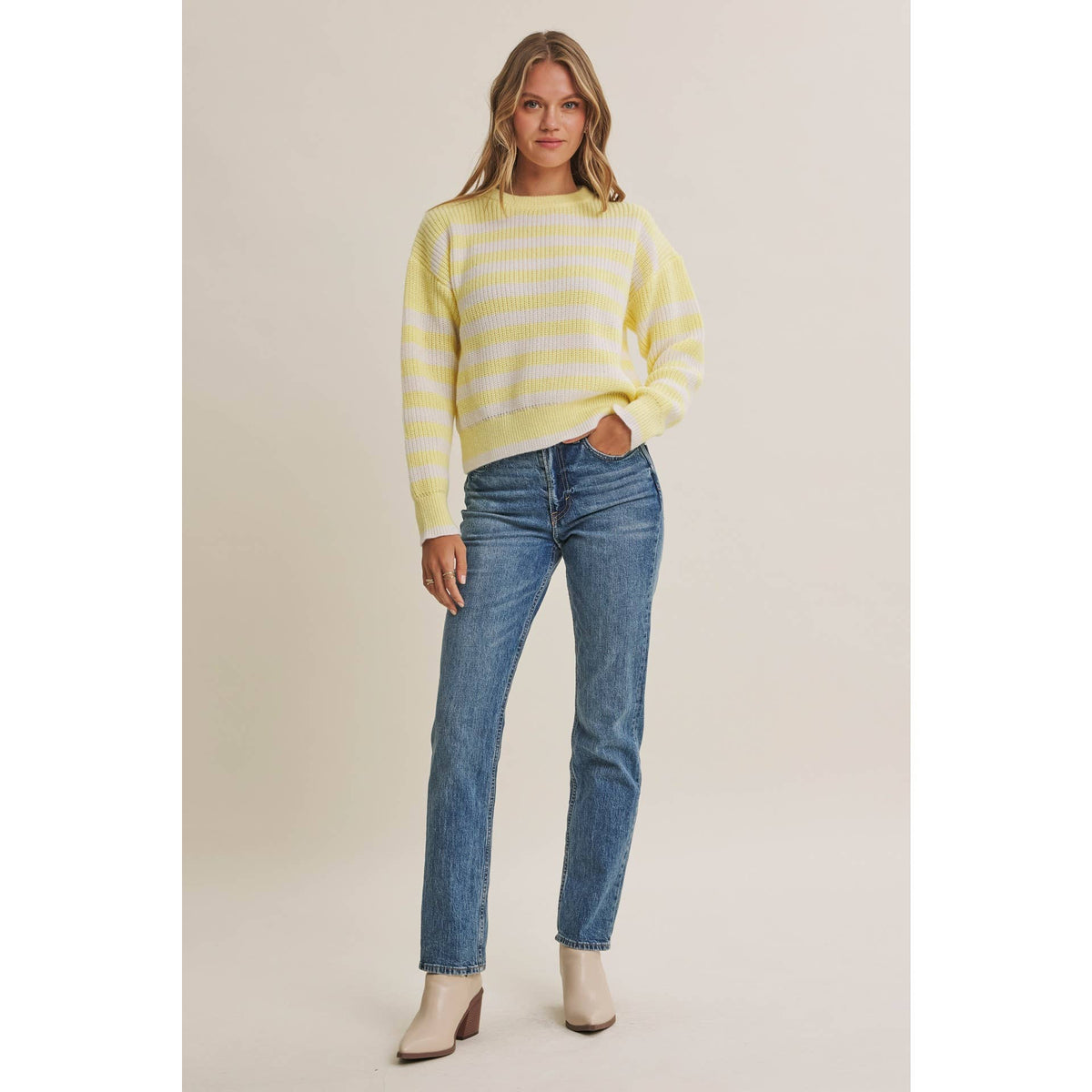 Relaxed Fit Striped Pullover Sweater